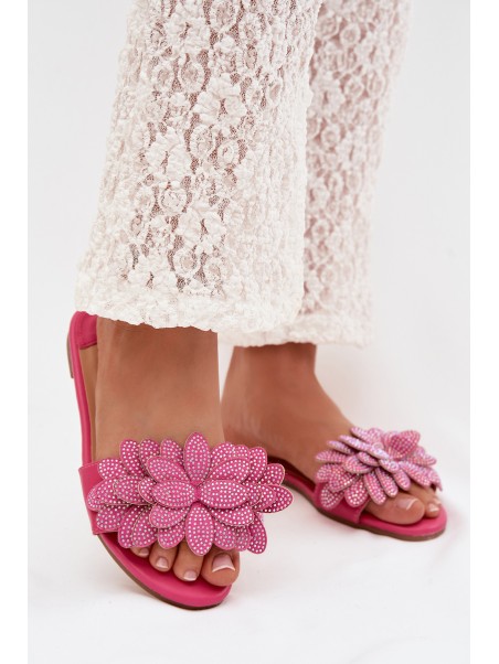 Women's Flat Fuchsia Decor Slides Grelora