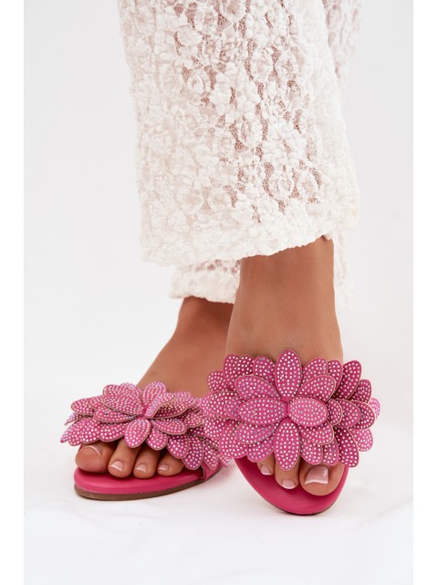 Women's Flat Fuchsia Decor Slides Grelora 2