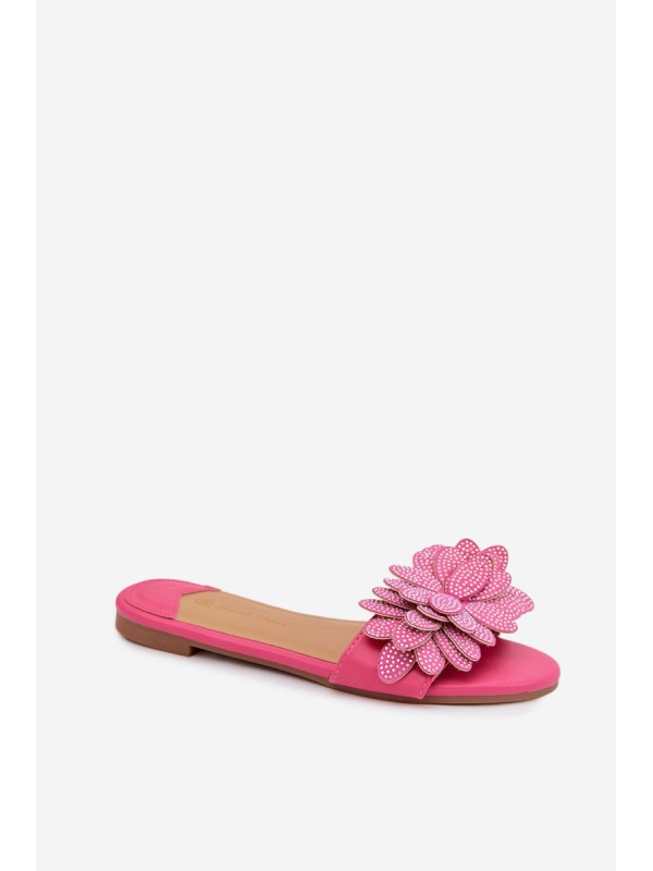 Women's Flat Fuchsia Decor Slides Grelora