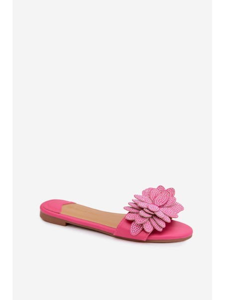 Women's Flat Fuchsia Decor Slides Grelora