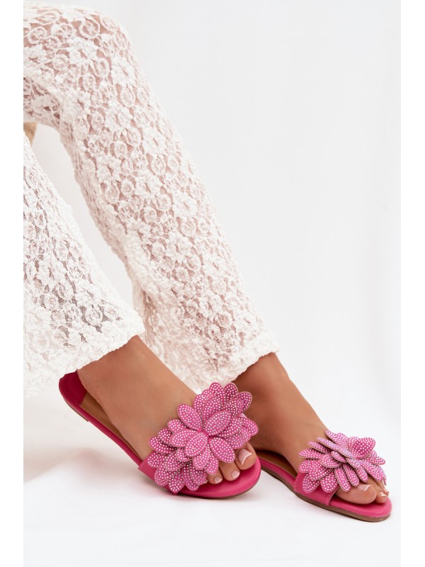 Women's Flat Fuchsia Decor Slides Grelora