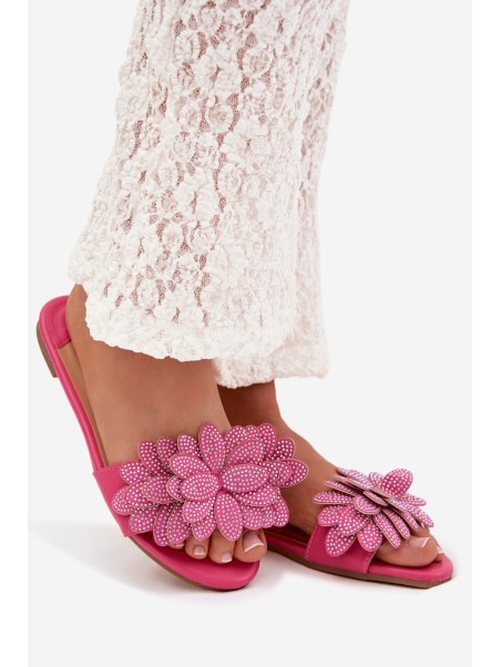 Women's Flat Fuchsia Decor Slides Grelora