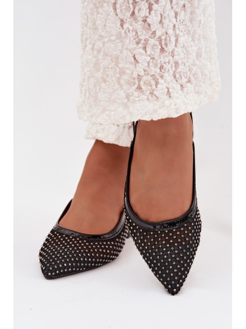 Pyvona Mesh Ballerinas With Open Heel Black 2