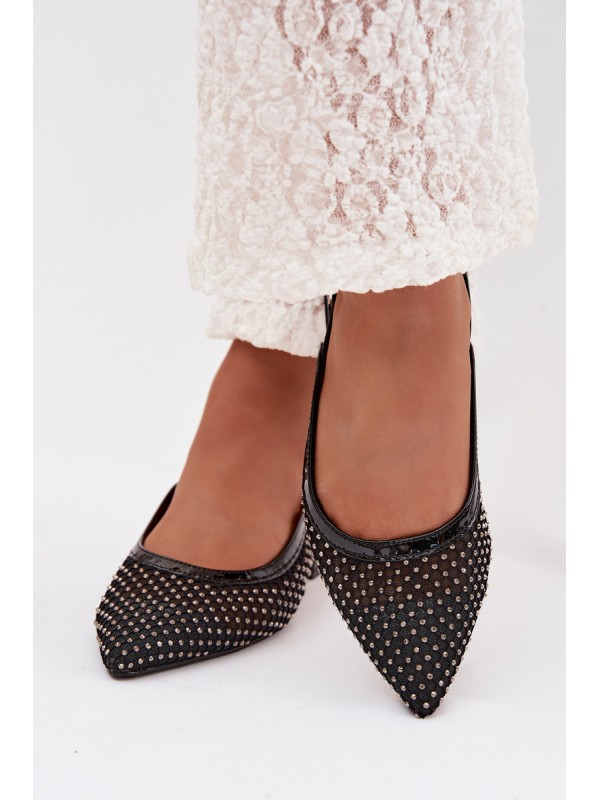 Pyvona Mesh Ballerinas With Open Heel Black