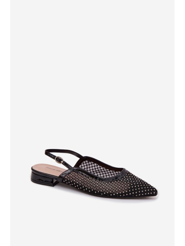 Pyvona Mesh Ballerinas With Open Heel Black