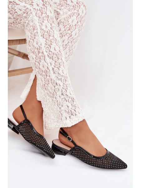 Pyvona Mesh Ballerinas With Open Heel Black