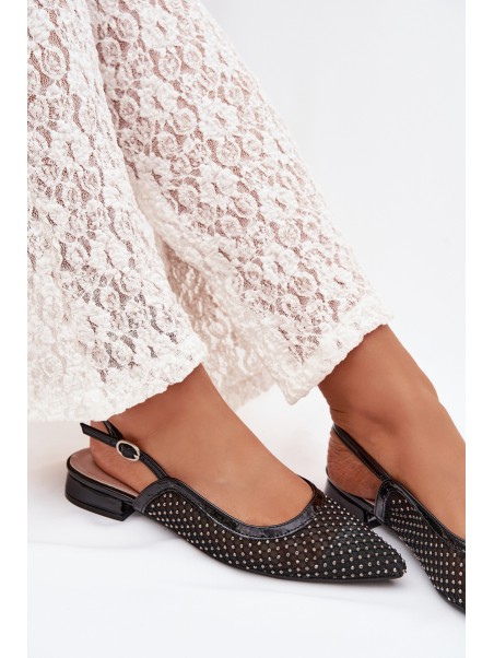 Pyvona Mesh Ballerinas With Open Heel Black