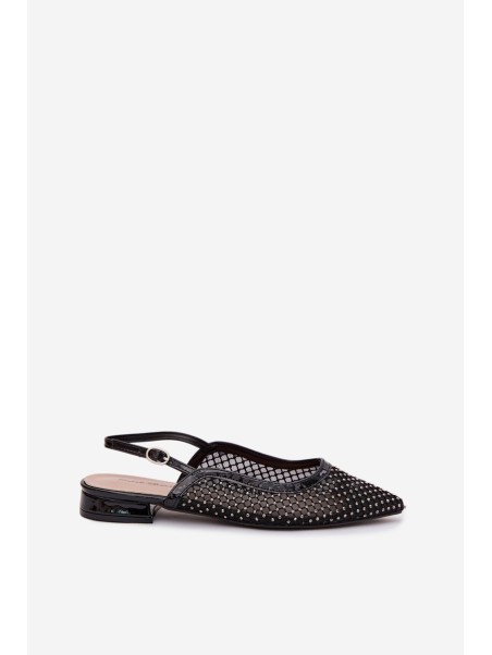 Pyvona Mesh Ballerinas With Open Heel Black