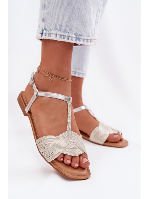 Women's Silver Flat Sandals Nexora 2