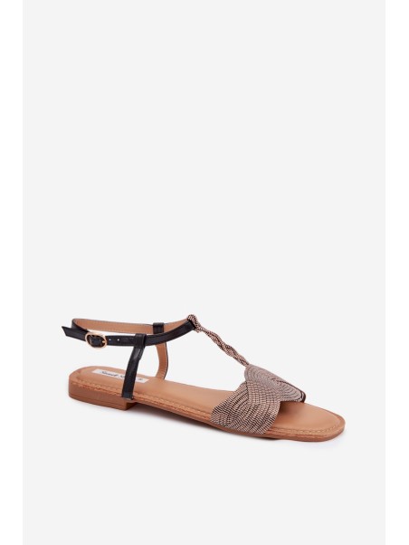 Women's Flat Black Sandals Nexora