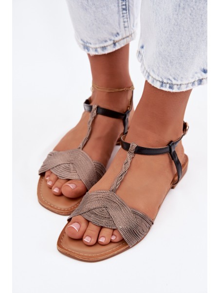 Women's Flat Black Sandals Nexora