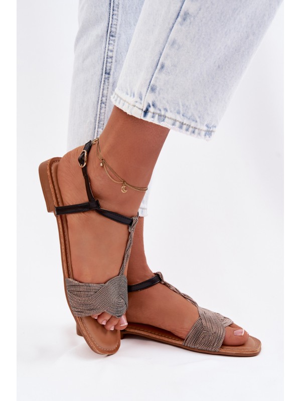 Women's Flat Black Sandals Nexora