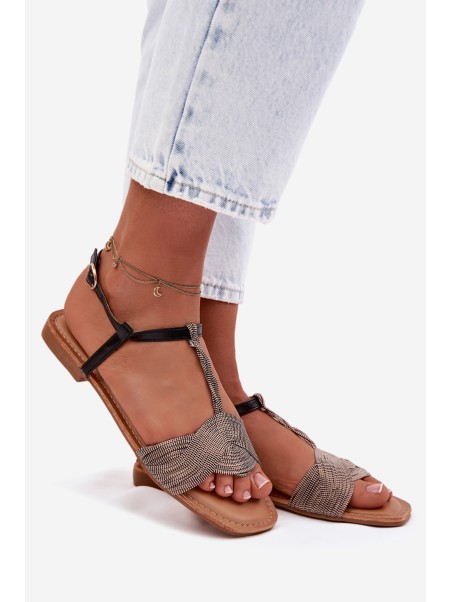 Women's Flat Black Sandals Nexora