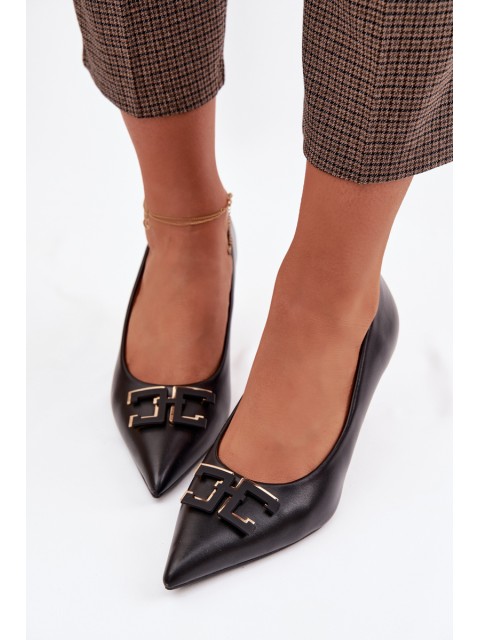 High Heels Pumps With Decoration Eco Leather Black Fivara
