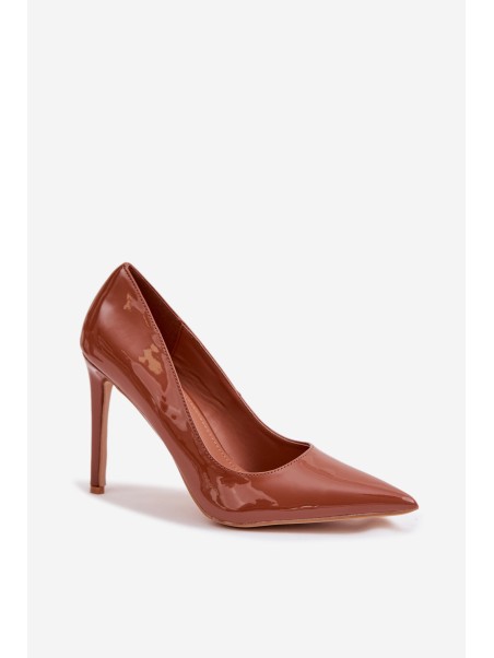 Glossy Eco Leather High Heels Camel Jonira