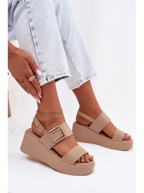 Women's Platform Sandals With Decorative Detail Beige Nelira