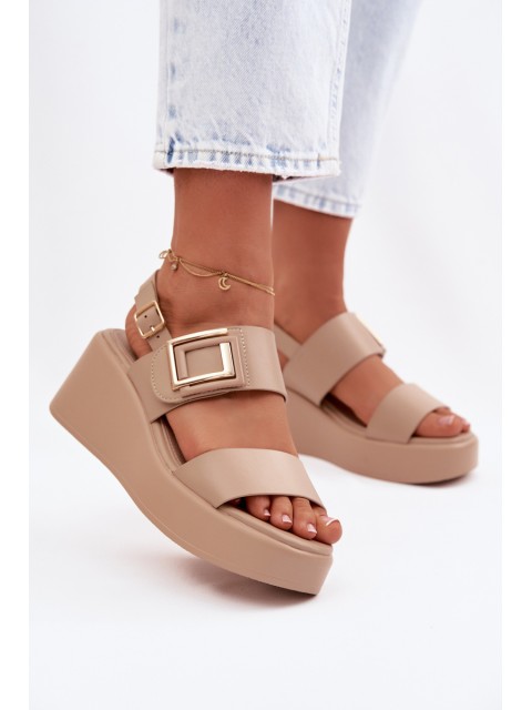 Women's Platform Sandals With Decorative Detail Beige Nelira 2