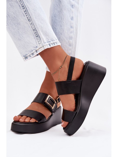 Women's Platform Sandals With Decorative Detail Black Nelira 2