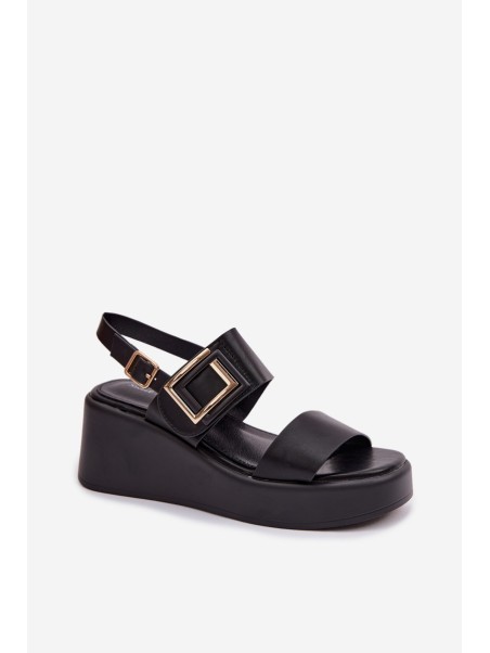 Moteriškos platforminės basutės su dekoratyvinėmis detalėmis juodos Nelira