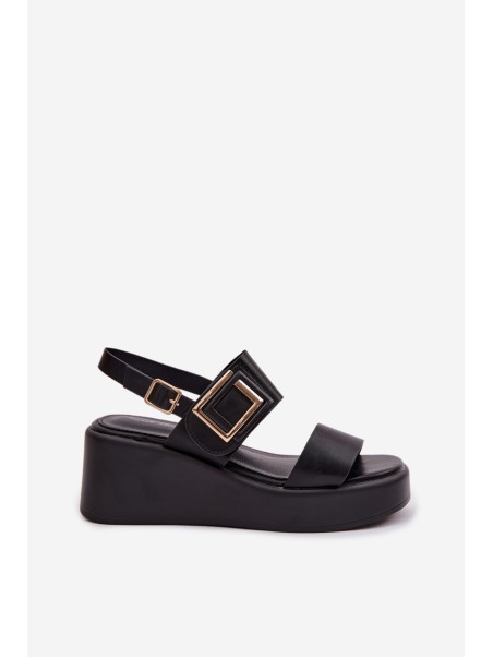 Moteriškos platforminės basutės su dekoratyvinėmis detalėmis juodos Nelira