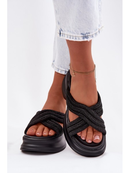 Material Women's Platform Sandals With Straps Black Liorine