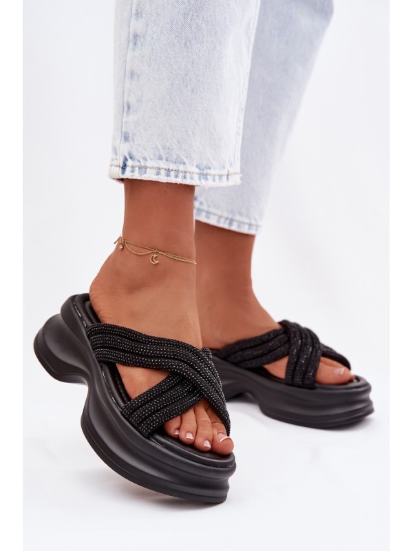 Material Women's Platform Sandals With Straps Black Liorine 2