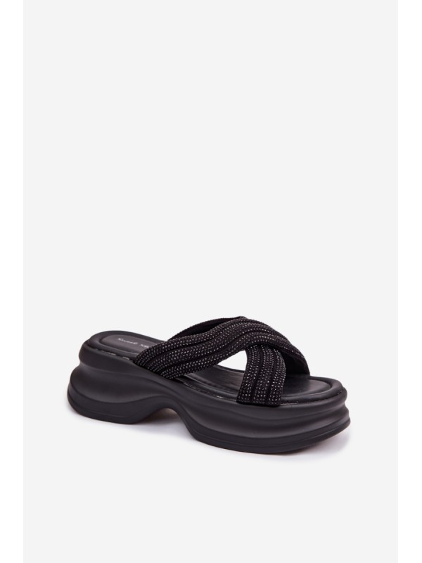 Material Women's Platform Sandals With Straps Black Liorine