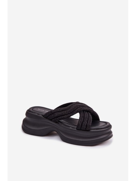 Material Women's Platform Sandals With Straps Black Liorine