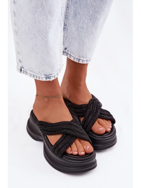 Material Women's Platform Sandals With Straps Black Liorine