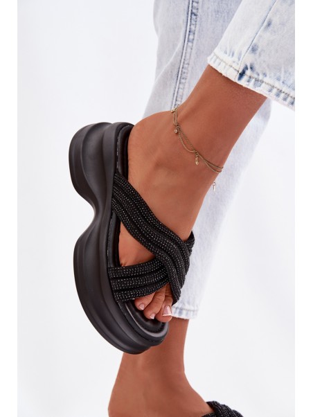 Material Women's Platform Sandals With Straps Black Liorine