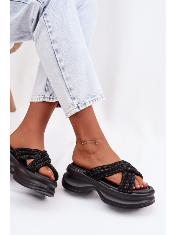 Material Women's Platform Sandals With Straps Black Liorine