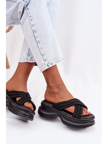 Material Women's Platform Sandals With Straps Black Liorine
