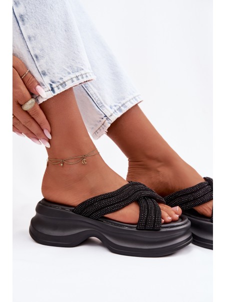 Material Women's Platform Sandals With Straps Black Liorine
