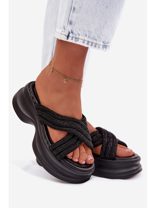 Material Women's Platform Sandals With Straps Black Liorine