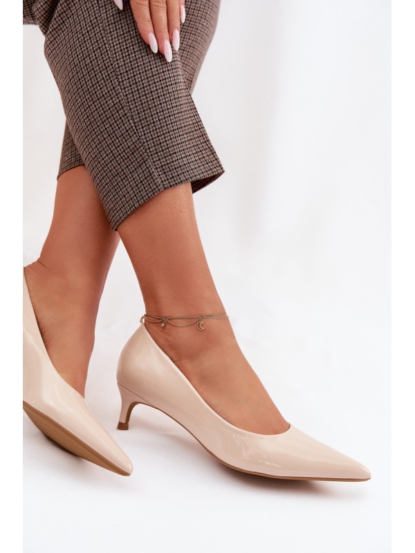 Patent Leather Low Heel Beige Shoes Girela
