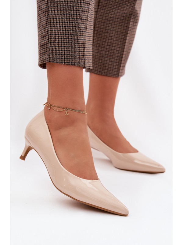 Patent Leather Low Heel Beige Shoes Girela 2