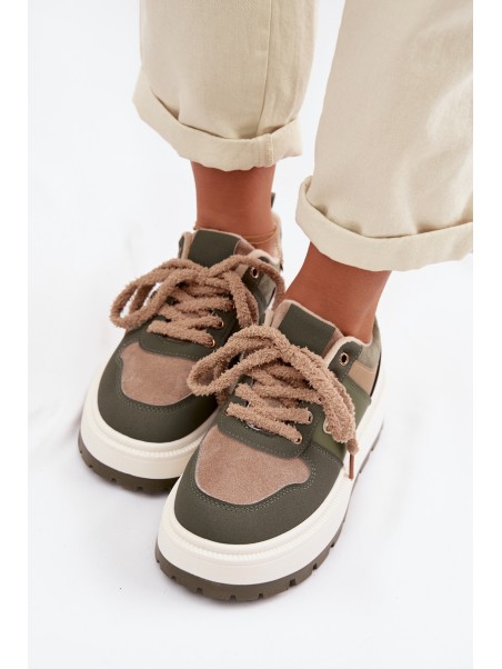 Moteriški pašiltinti platforminiai sportbačiai žali Florinda