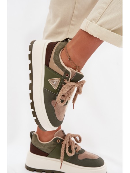 Moteriški pašiltinti platforminiai sportbačiai žali Florinda