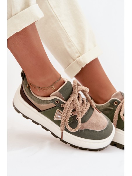 Moteriški pašiltinti platforminiai sportbačiai žali Florinda