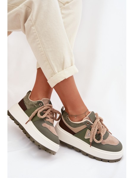 Moteriški pašiltinti platforminiai sportbačiai žali Florinda