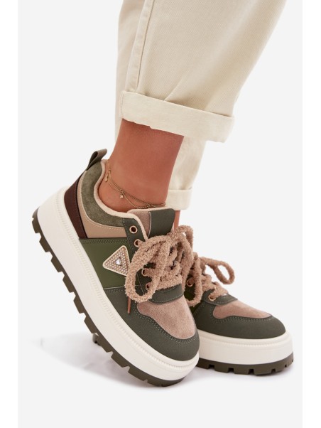 Moteriški pašiltinti platforminiai sportbačiai žali Florinda