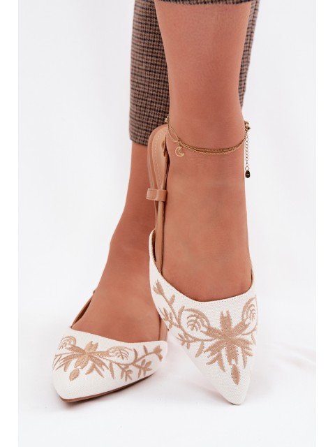 Women's Flat Embroidered Camel Sandals Grelia