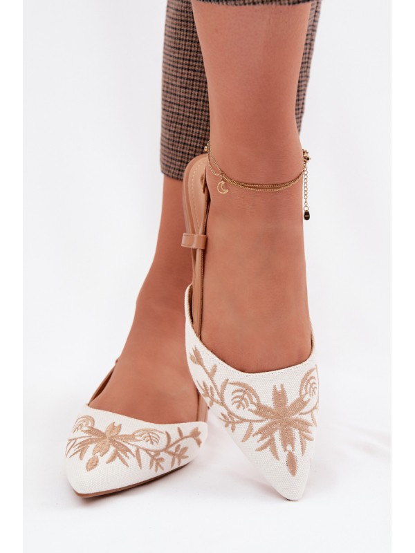 Women's Flat Embroidered Camel Sandals Grelia