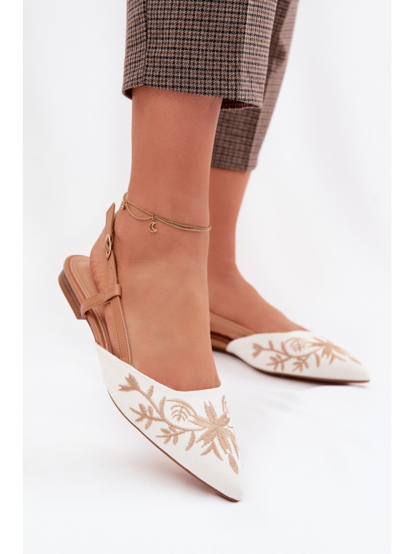 Women's Flat Embroidered Camel Sandals Grelia