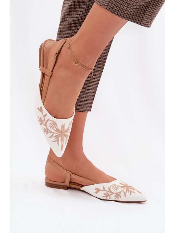 Women's Flat Embroidered Camel Sandals Grelia