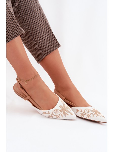 Women's Flat Embroidered Camel Sandals Grelia