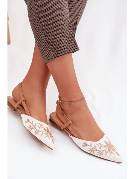 Women's Flat Embroidered Camel Sandals Grelia