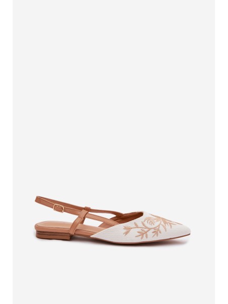 Women's Flat Embroidered Camel Sandals Grelia