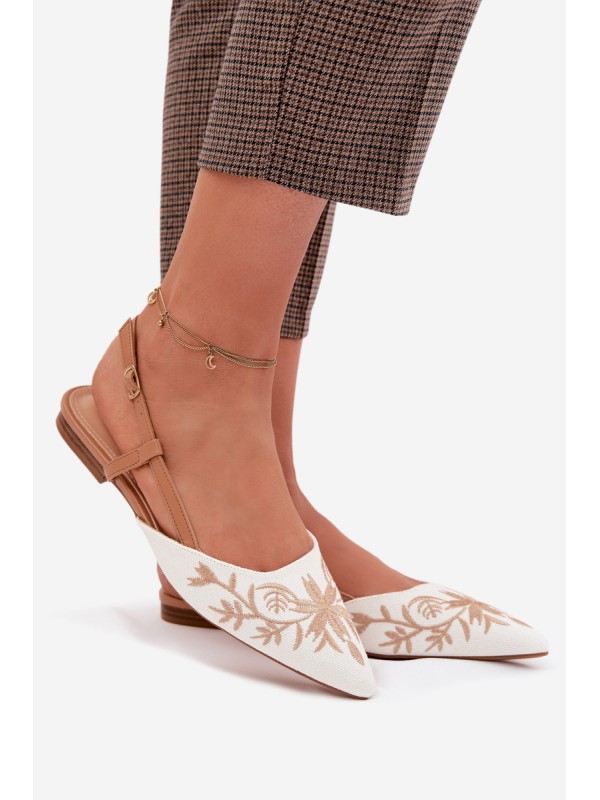 Women's Flat Embroidered Camel Sandals Grelia