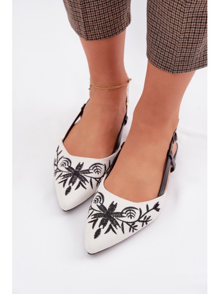 Women's Flat Black Embroidered Sandals Grelia